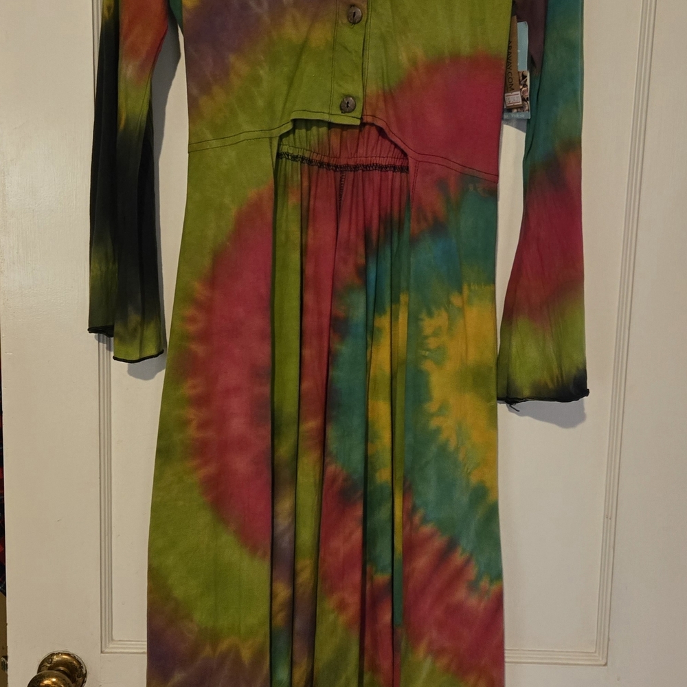Tie-Dye Maxi Dress in Green, Pink & Yellow